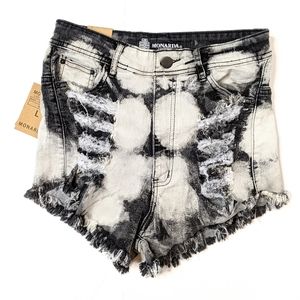 Monarda‎ distressed tye-dyed cut-off shorts sz: L